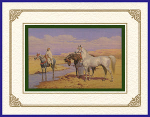 Desert Life Collection of Orientalist Art - DLC7 Morning Stroll (Pack of 5 cards and envelopes) - manara